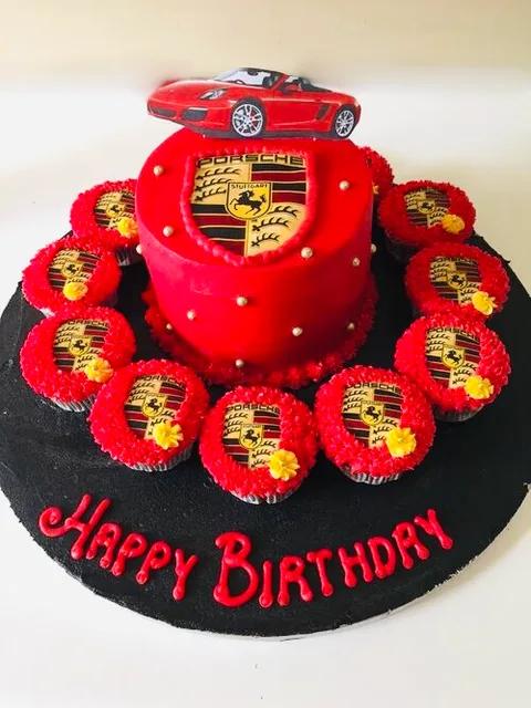 Porsche with 10 cupcakes